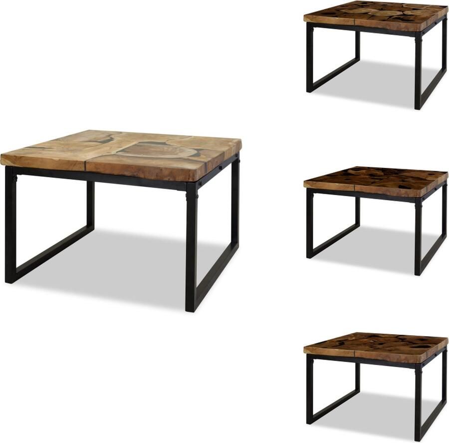 VidaXL Salontafel Salontafels Bijzettafel Bijzettafels Salontafel 60x60x40 cm teakhout en hars