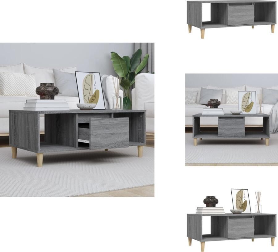 VidaXL Salontafel Salontafels Bijzettafel Bijzettafels Salontafel 90x50x36-5 cm bewerkt hout grijs sonoma