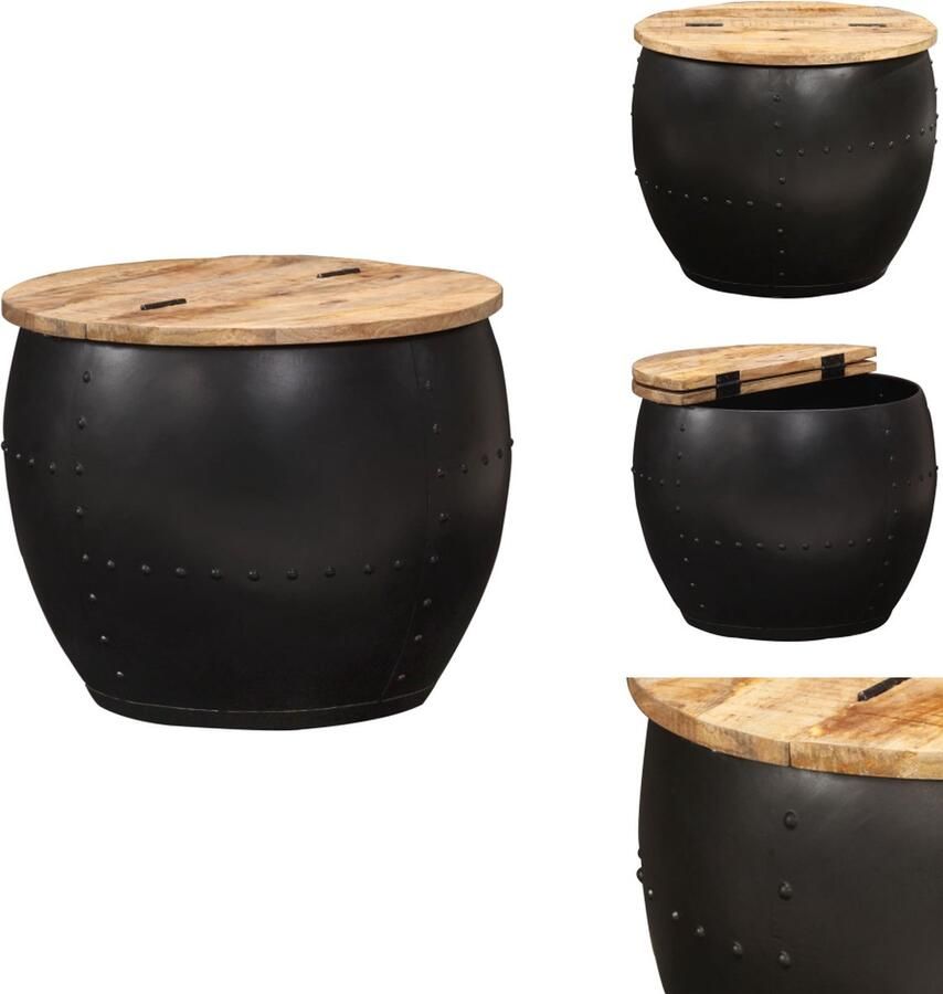 VidaXL Salontafel Salontafels Bijzettafel Bijzettafels Salontafel rond 53x43 cm massief mangohout - Foto 2