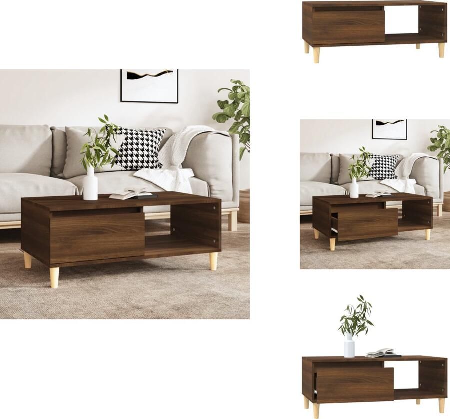 VidaXL Salontafel Salontafels Bijzettafel Bijzettafeltje Salontafel 90x50x36-5 cm bewerkt hout bruineikenkleurig