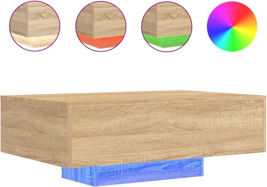 VidaXL Salontafel met LED-verlichting 85x55x31 cm sonoma eikenkleurig Salontafel Salontafels Bijzettafel Salontafel