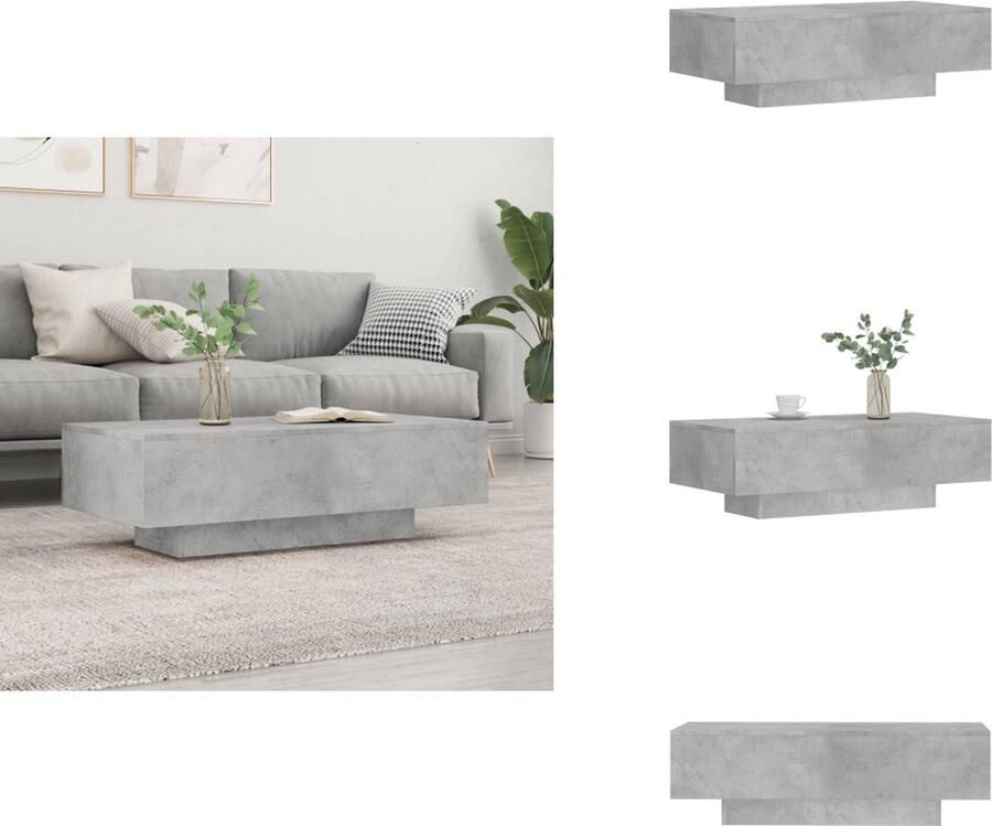 VidaXL Salontafel Salontafels Bijzettafel Tafel -Salontafel-100x49-5x31-cm-bewerkt-hout-betongrijs - Foto 2