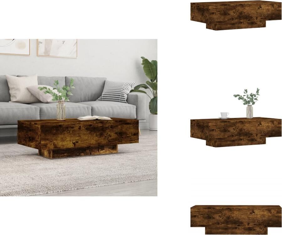 VidaXL Salontafel Salontafels Bijzettafel Tafel -Salontafel-100x49-5x31-cm-bewerkt-hout-gerookt-eikenkleurig - Foto 2