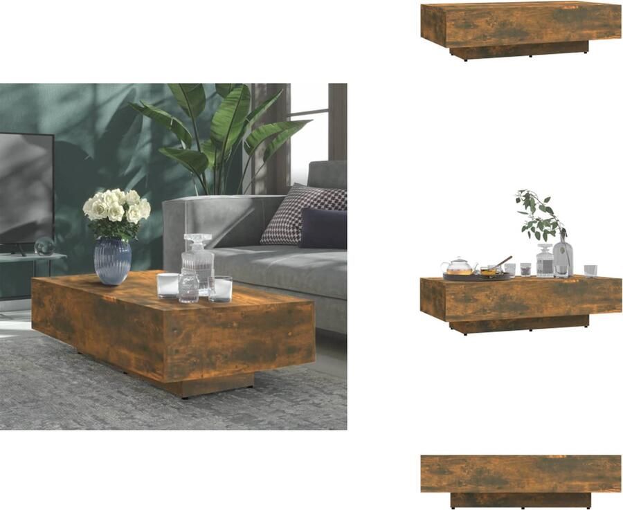 VidaXL Salontafel Salontafels Bijzettafel Tafel -Salontafel-100x49-5x31-cm-bewerkt-hout-gerookt-eikenkleurig