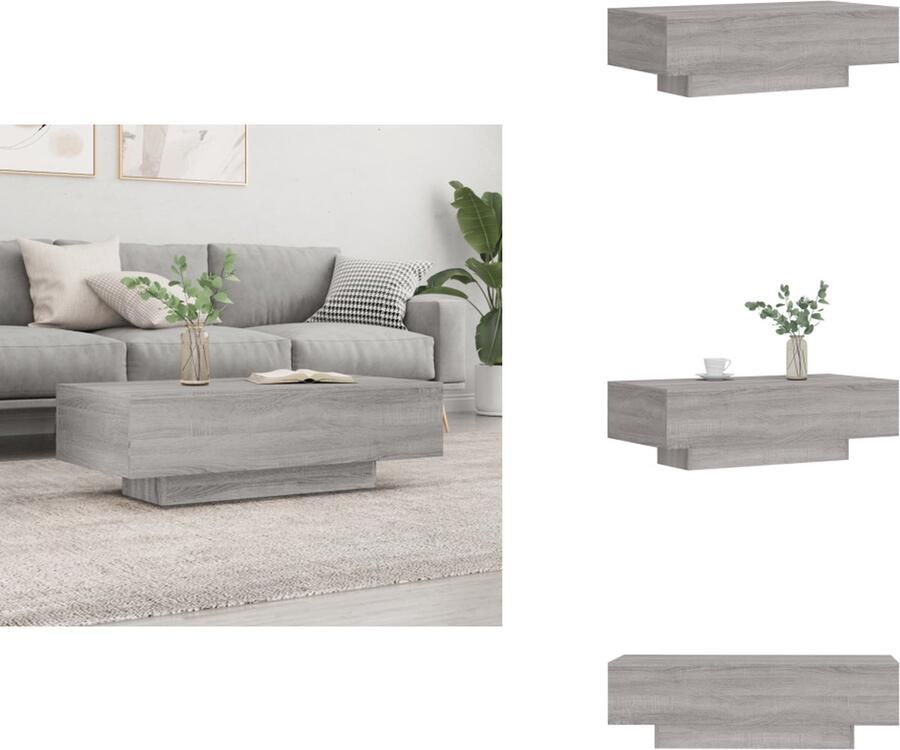 VidaXL Salontafel Salontafels Bijzettafel Tafel -Salontafel-100x49-5x31-cm-bewerkt-hout-grijs-sonoma-eikenkleur