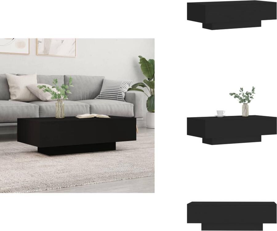 VidaXL Salontafel Salontafels Bijzettafel Tafel -Salontafel-100x49-5x31-cm-bewerkt-hout-zwart - Foto 2