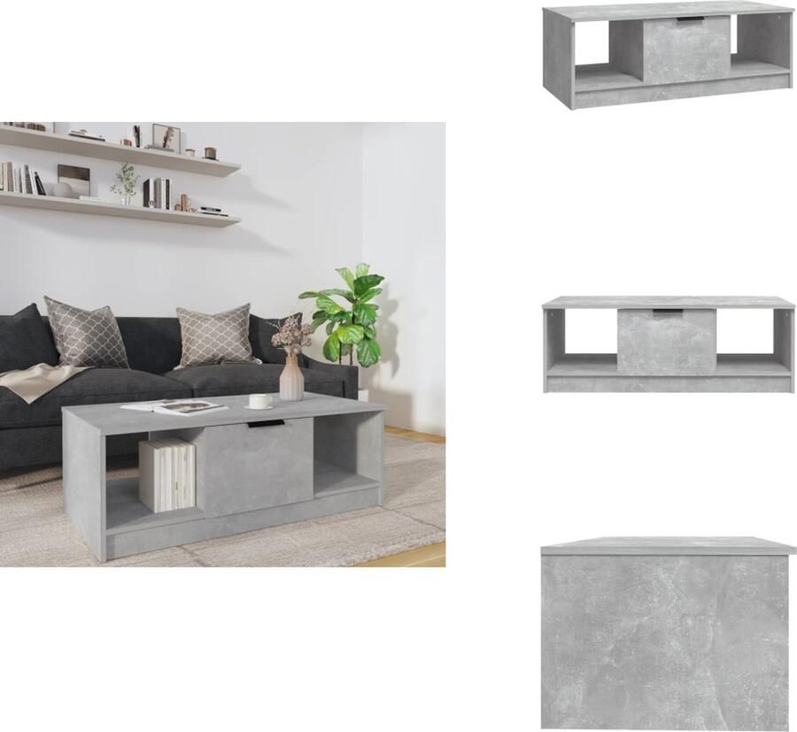 VidaXL Salontafel Salontafels Bijzettafel Tafel Salontafel 102x50x36 cm bewerkt hout betongrijs