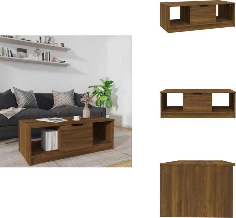 VidaXL Salontafel Salontafels Bijzettafel Tafel Salontafel 102x50x36 cm bewerkt hout bruineikenkleurig