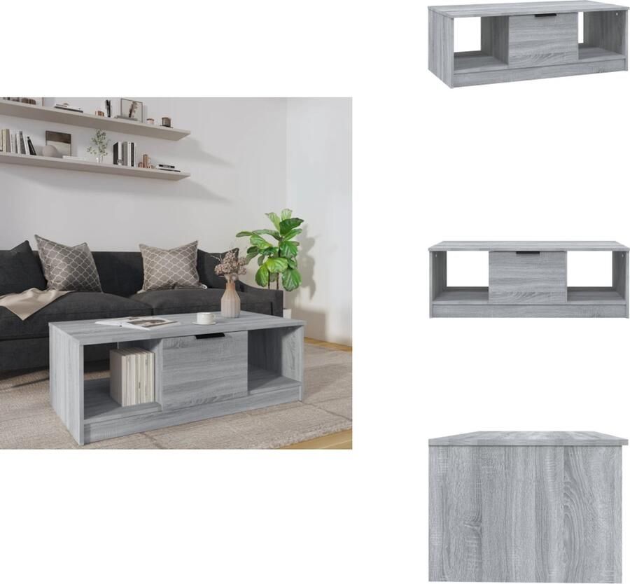 VidaXL Salontafel Salontafels Bijzettafel Tafel Salontafel 102x50x36 cm bewerkt hout grijs sonoma eikenkleurig