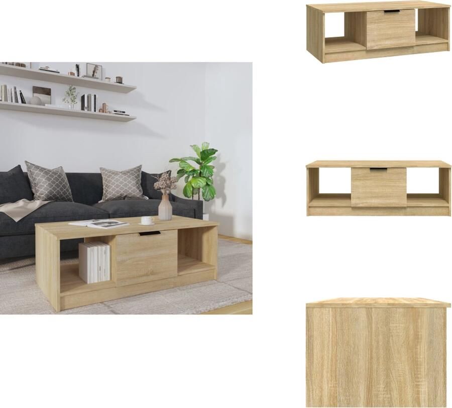 VidaXL Salontafel Salontafels Bijzettafel Tafel Salontafel 102x50x36 cm bewerkt hout sonoma eikenkleurig