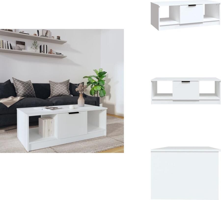 VidaXL Salontafel Salontafels Bijzettafel Tafel Salontafel 102x50x36 cm bewerkt hout wit