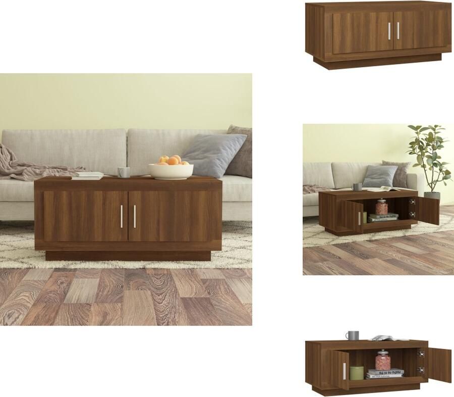 VidaXL Salontafel Salontafels Bijzettafel Tafel Salontafel 102x50x45 cm bewerkt hout bruineikenkleurig