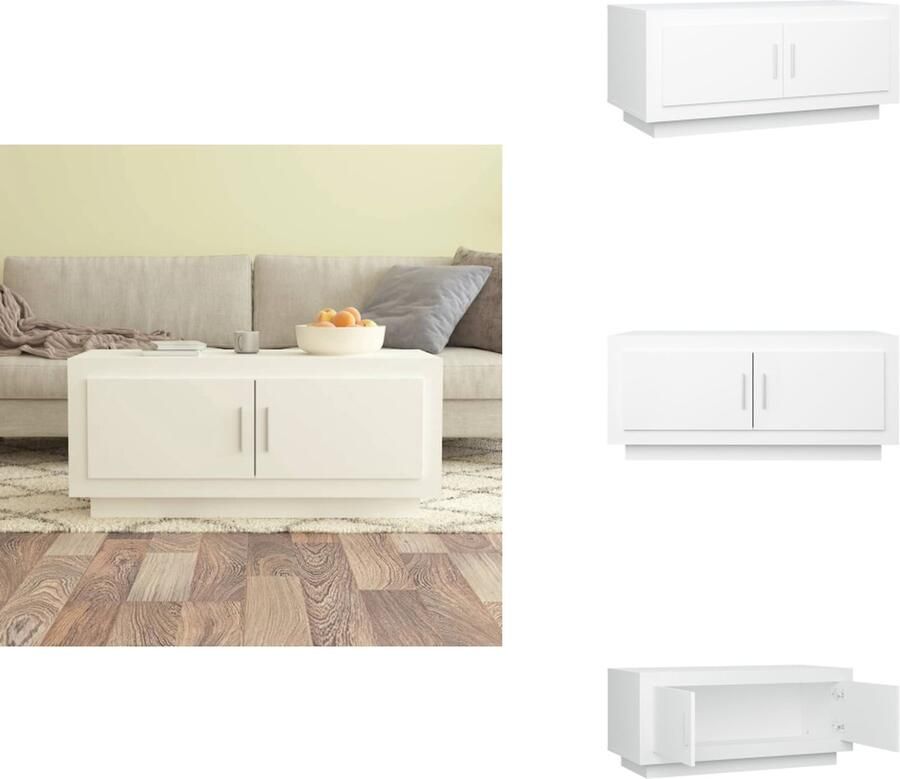 VidaXL Salontafel Salontafels Bijzettafel Tafel Salontafel 102x50x45 cm bewerkt hout wit