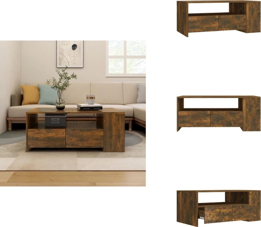 VidaXL Salontafel Salontafels Bijzettafel Tafel Salontafel 102x55x42 cm bewerkt hout gerookt eikenkleurig
