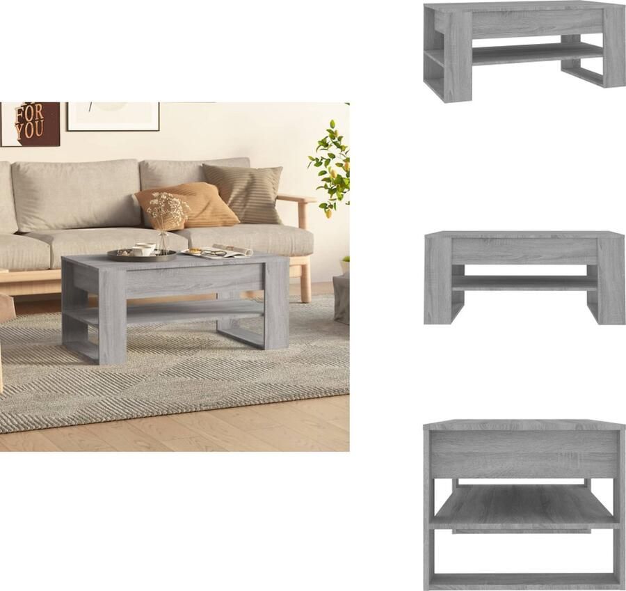 VidaXL Salontafel Salontafels Bijzettafel Tafel Salontafel 102x55x45 cm bewerkt hout grijs sonoma eikenkleurig