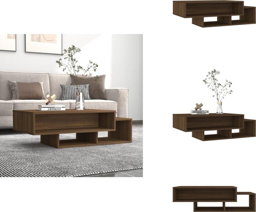 VidaXL Salontafel Salontafels Bijzettafel Tafel Salontafel 105x55x32 cm bewerkt hout bruineikenkleurig