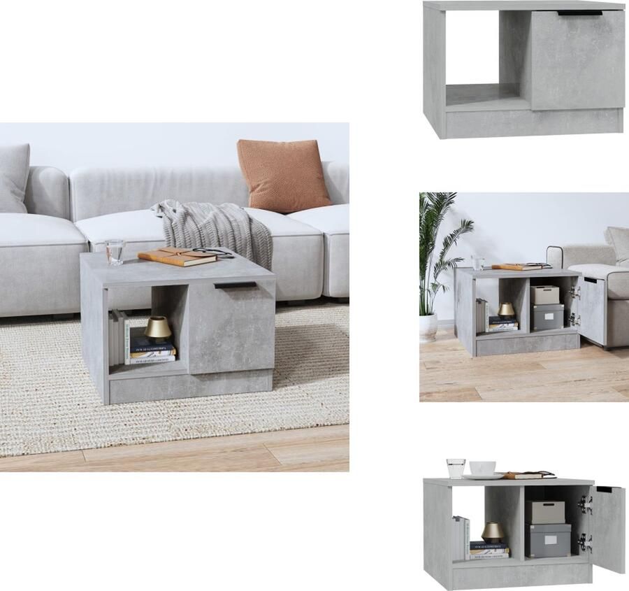 VidaXL Salontafel Salontafels Bijzettafel Tafel Salontafel 50x50x36 cm bewerkt hout betongrijs