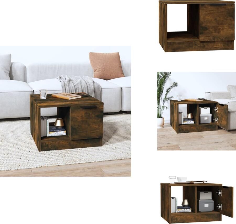 VidaXL Salontafel Salontafels Bijzettafel Tafel Salontafel 50x50x36 cm bewerkt hout gerookt eikenkleurig
