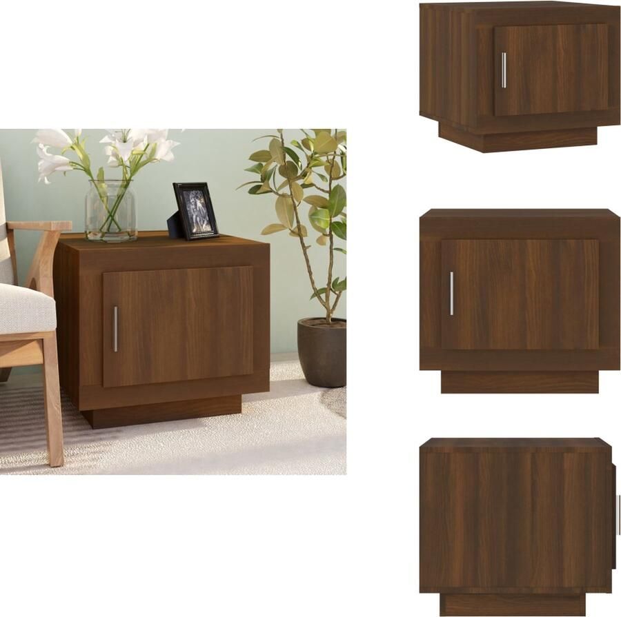 VidaXL Salontafel Salontafels Bijzettafel Tafel Salontafel 51x50x45 cm bewerkt hout bruineikenkleurig