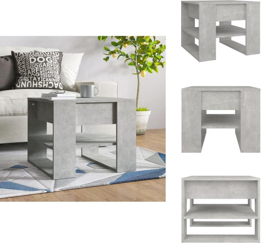 VidaXL Salontafel Salontafels Bijzettafel Tafel Salontafel 55 5x55x45 cm bewerkt hout betongrijs