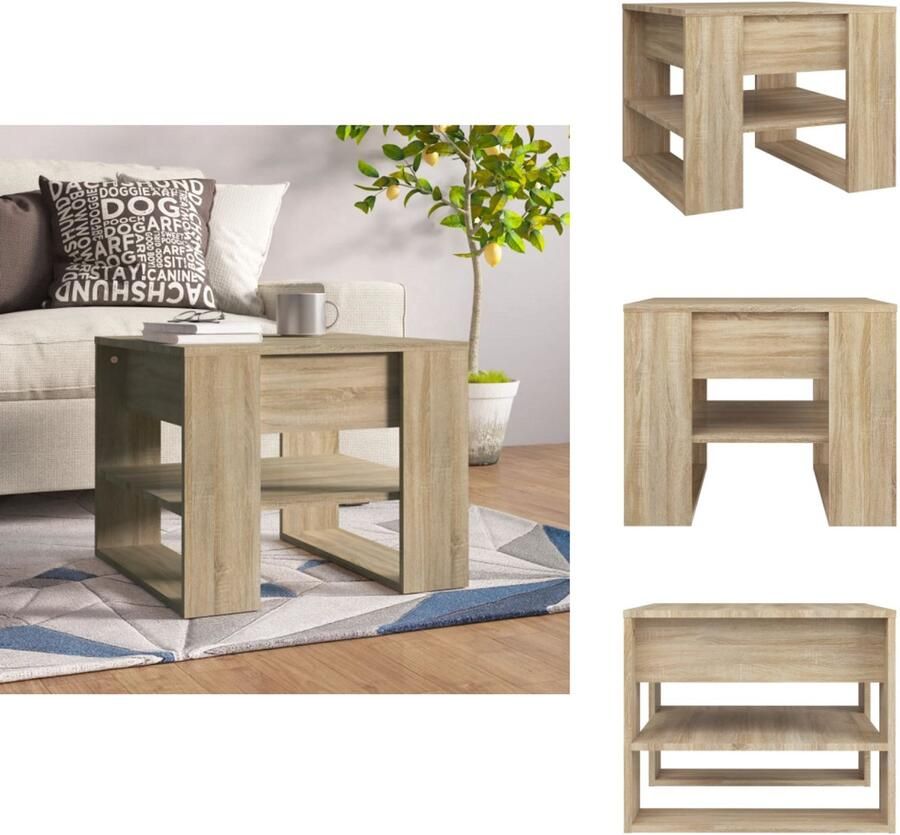 VidaXL Salontafel Salontafels Bijzettafel Tafel Salontafel 55 5x55x45 cm bewerkt hout sonoma eikenkleurig