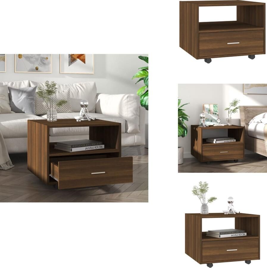 VidaXL Salontafel Salontafels Bijzettafel Tafel Salontafel 55x55x40 cm bewerkt hout bruineikenkleurig