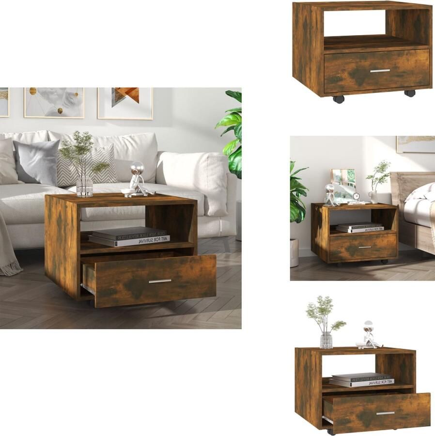 VidaXL Salontafel Salontafels Bijzettafel Tafel Salontafel 55x55x40 cm bewerkt hout gerookt eikenkleurig