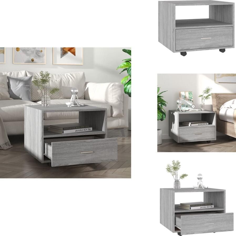 VidaXL Salontafel Salontafels Bijzettafel Tafel Salontafel 55x55x40 cm bewerkt hout grijs sonoma eikenkleurig