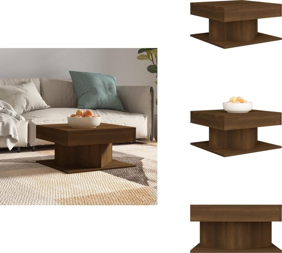 VidaXL Salontafel Salontafels Bijzettafel Tafel Salontafel 57x57x30 cm bewerkt hout bruineikenkleurig
