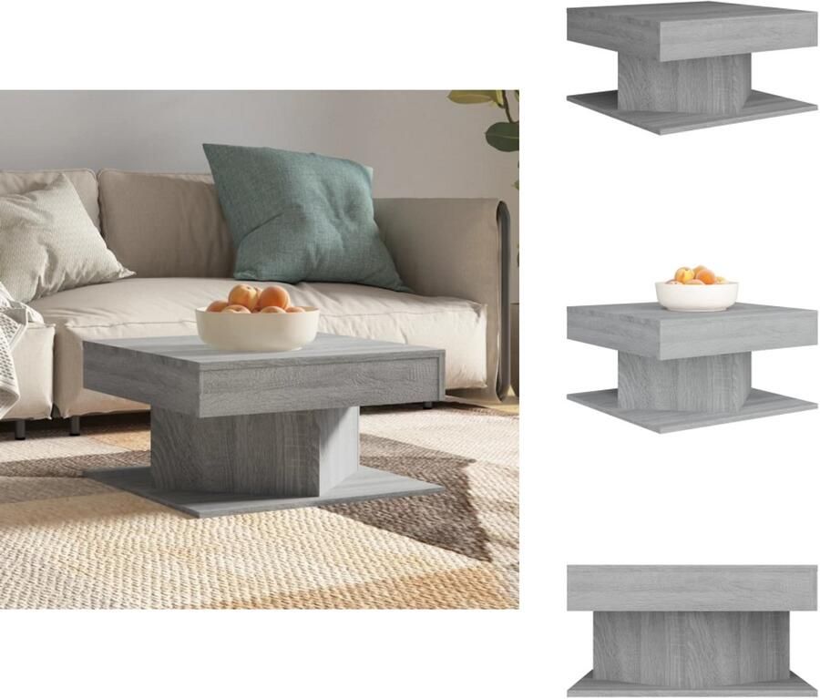 VidaXL Salontafel Salontafels Bijzettafel Tafel Salontafel 57x57x30 cm bewerkt hout grijs sonoma eikenkleurig