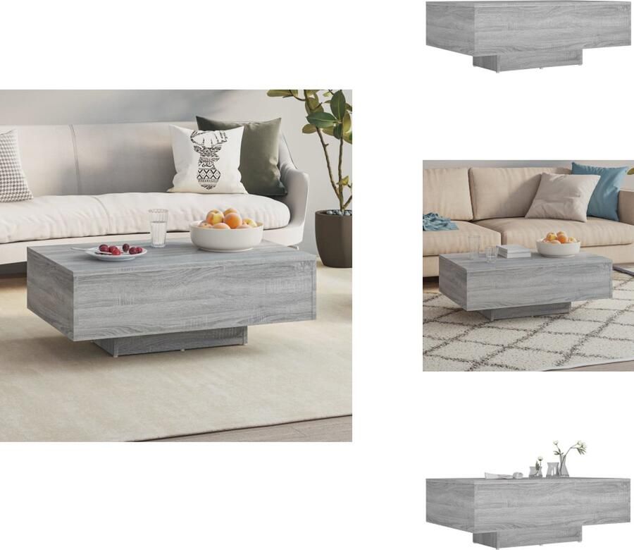 VidaXL Salontafel Salontafels Bijzettafel Tafel Salontafel 85x55x31 cm bewerkt hout grijs sonoma eikenkleurig