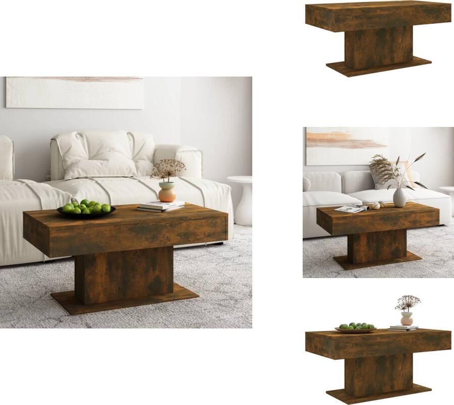 VidaXL Salontafel Salontafels Bijzettafel Tafel Salontafel 96x50x45 cm bewerkt hout gerookt eikenkleurig