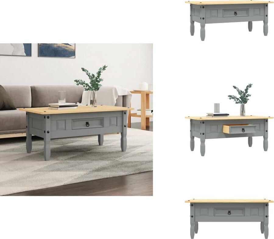 The Living Store Salontafel 100x55x44 cm Mexicaans grenenhout Corona-stijl grijs Salontafel Corona Stijl Houten Salontafel Grenshouten Salontafel Mexicaanse Salontafel Grijze Salontafel - Foto 4