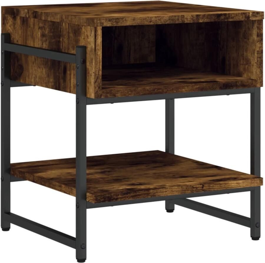 VidaXL Salontafel Salontafels Bijzettafel Tafeltje Salontafel 40x40x45 cm bewerkt hout gerookt eikenkleurig