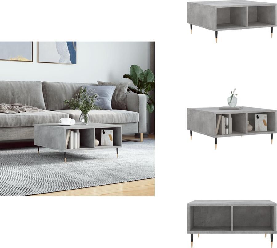 VidaXL Salontafel Salontafels Bijzettafel Tafeltje -Salontafel-60x60x30-cm-bewerkt-hout-betongrijs