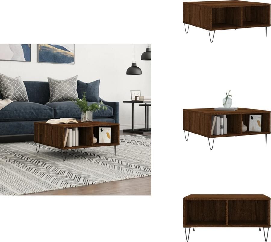 VidaXL Salontafel Salontafels Bijzettafel Tafeltje -Salontafel-60x60x30-cm-bewerkt-hout-bruineiken