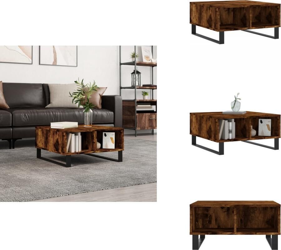 VidaXL Salontafel Salontafels Bijzettafel Tafeltje -Salontafel-60x60x30-cm-bewerkt-hout-gerookt-eikenkleurig