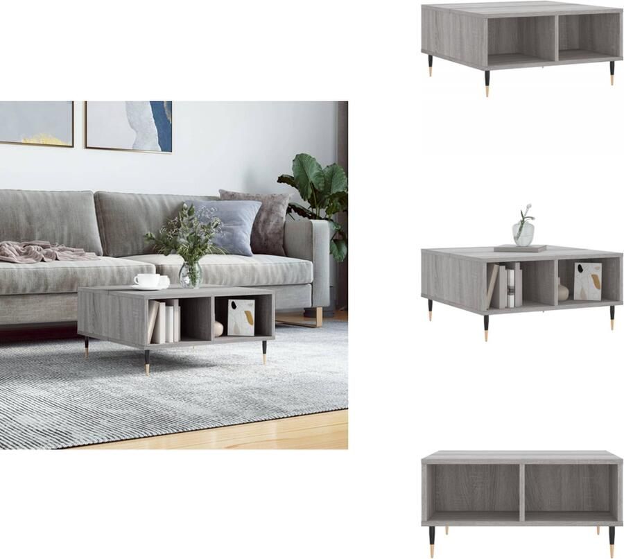 VidaXL Salontafel Salontafels Bijzettafel Tafeltje -Salontafel-60x60x30-cm-bewerkt-hout-grijs-sonoma-eikenkleurig
