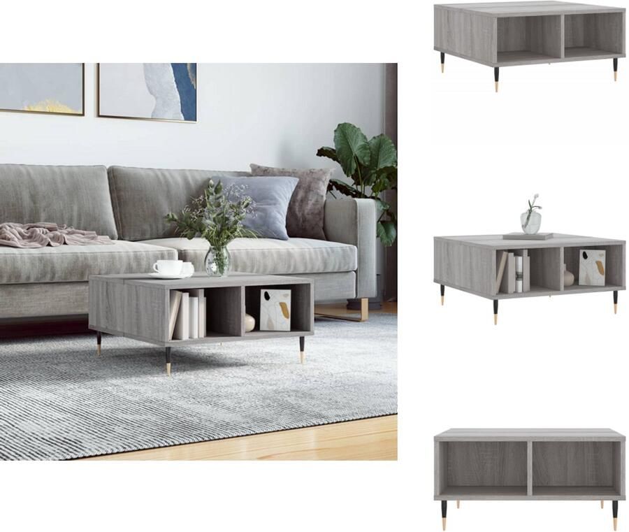 VidaXL Salontafel Salontafels Bijzettafel Tafeltje -Salontafel-60x60x30-cm-bewerkt-hout-grijs-sonoma-eikenkleurig - Foto 2