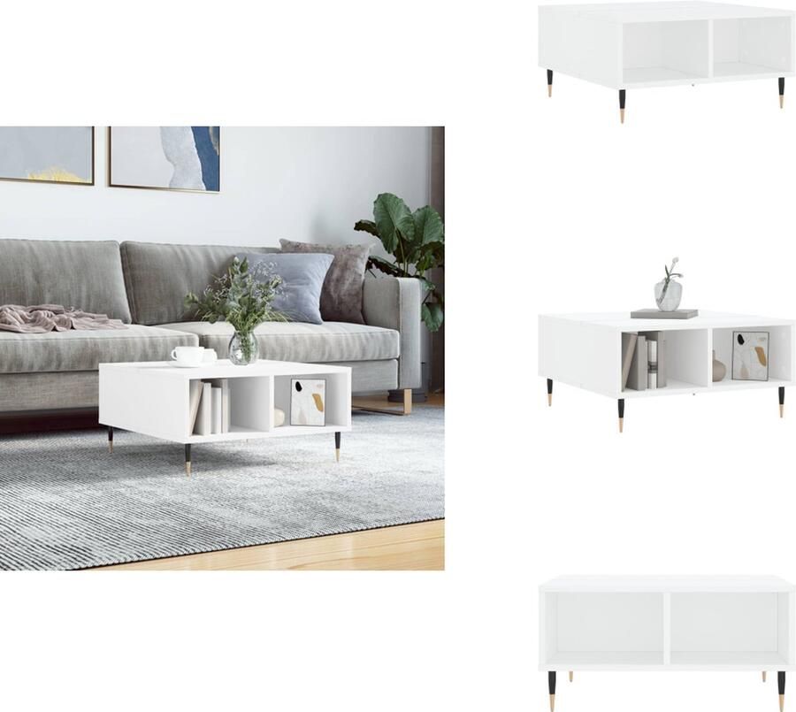 VidaXL Salontafel Salontafels Bijzettafel Tafeltje -Salontafel-60x60x30-cm-bewerkt-hout-wit - Foto 3