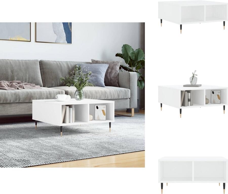 VidaXL Salontafel Salontafels Bijzettafel Tafeltje -Salontafel-60x60x30-cm-bewerkt-hout-wit