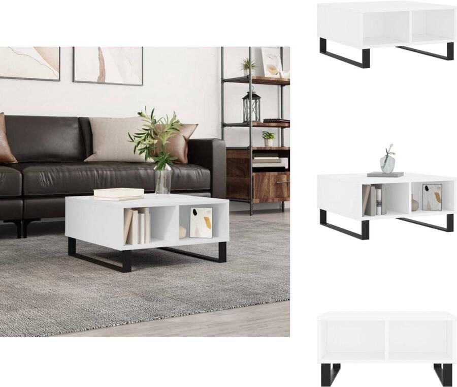 VidaXL Salontafel Salontafels Bijzettafel Tafeltje -Salontafel-60x60x30-cm-bewerkt-hout-wit - Foto 2