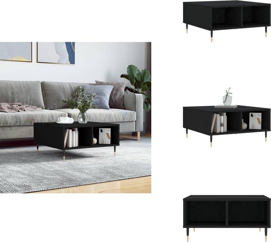 VidaXL Salontafel Salontafels Bijzettafel Tafeltje -Salontafel-60x60x30-cm-bewerkt-hout-zwart - Foto 2