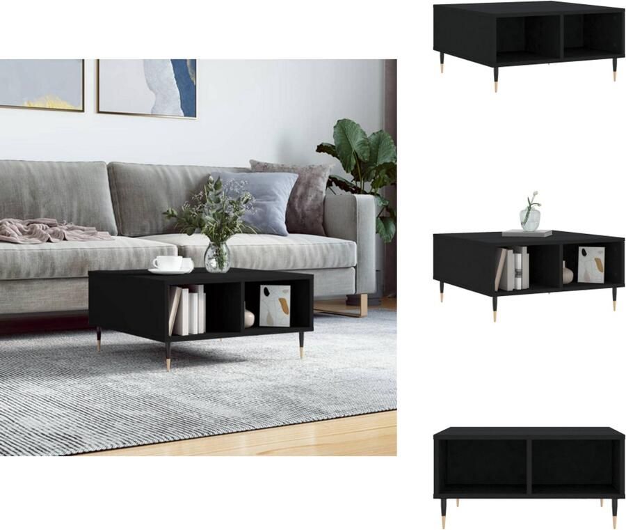 VidaXL Salontafel Salontafels Bijzettafel Tafeltje -Salontafel-60x60x30-cm-bewerkt-hout-zwart