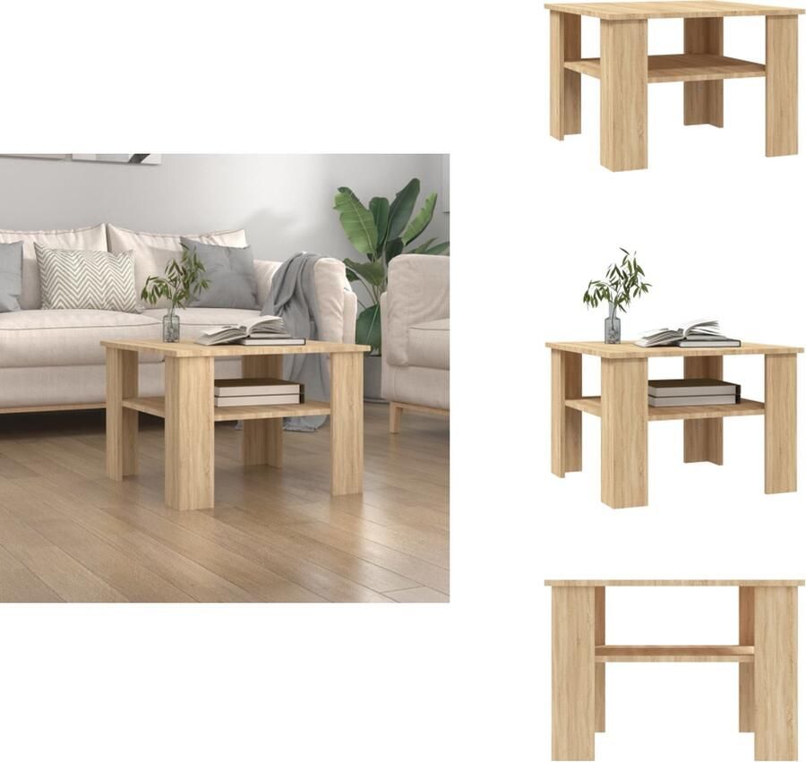 VidaXL Salontafel Salontafels Bijzettafel Tafeltje Salontafel 60x60x42 cm bewerkt hout sonoma eikenkleurig