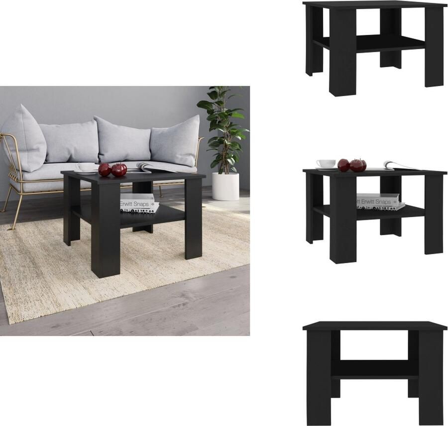 VidaXL Salontafel Salontafels Bijzettafel Tafeltje Salontafel 60x60x42 cm bewerkt hout zwart