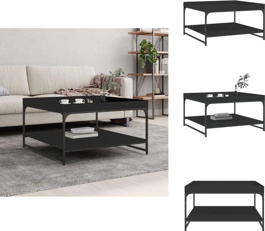 VidaXL -Salontafel-80x80x45-cm-bewerkt-hout-en-ijzer-zwart - Foto 3