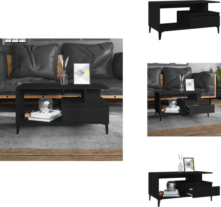 VidaXL Salontafel Salontafels Bijzettafel Tafeltje Salontafel 90x49x45 cm bewerkt hout zwart