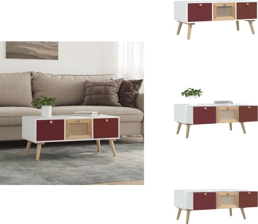 VidaXL Salontafel Salontafels Bijzettafel Tafeltje -Salontafel-met-lades-80x40x35-5-cm-bewerkt-hout - Foto 2