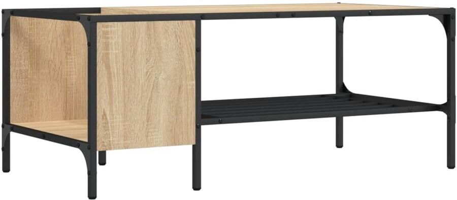 The Living Store Salontafel met rek 100x51x40 cm bewerkt hout sonoma eikenkleur Salontafel Houten Salontafel Eikenhouten Salontafel Tv Tafella Zitkamermeubilair